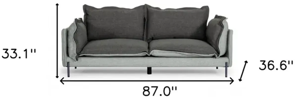 Modern Two Tone Sofa With Reversible Cushions - Gray