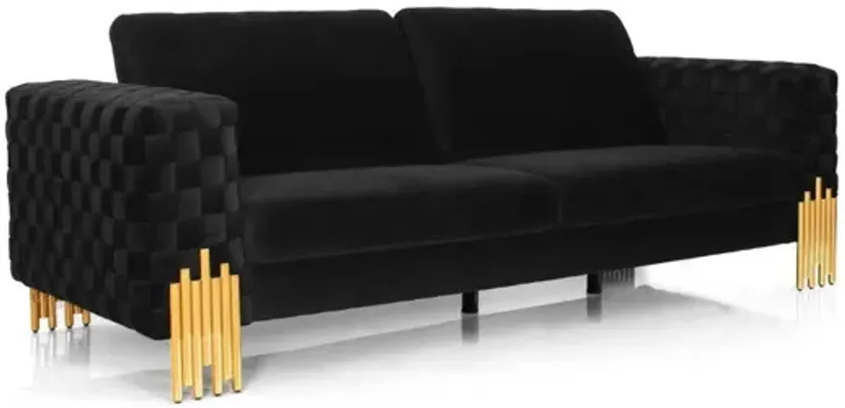 Velvet Sofa & Gold Legs - Black