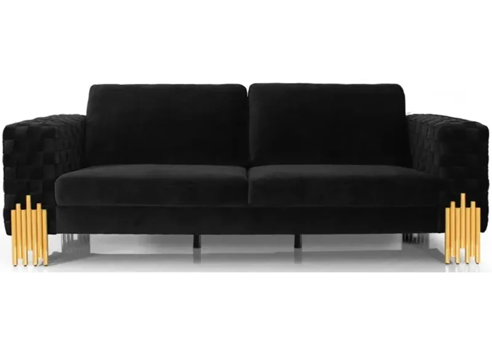 Velvet Sofa & Gold Legs - Black