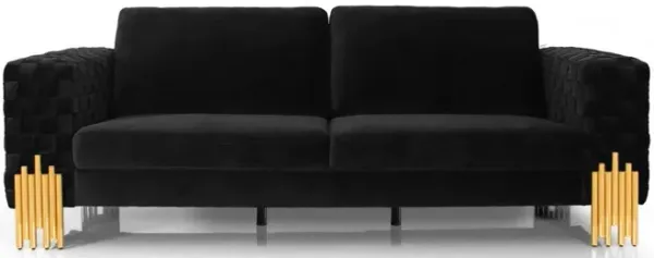 Velvet Sofa & Gold Legs - Black