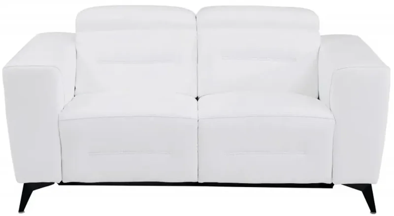 Italian Leather Power Reclining Loveseat - White / Black