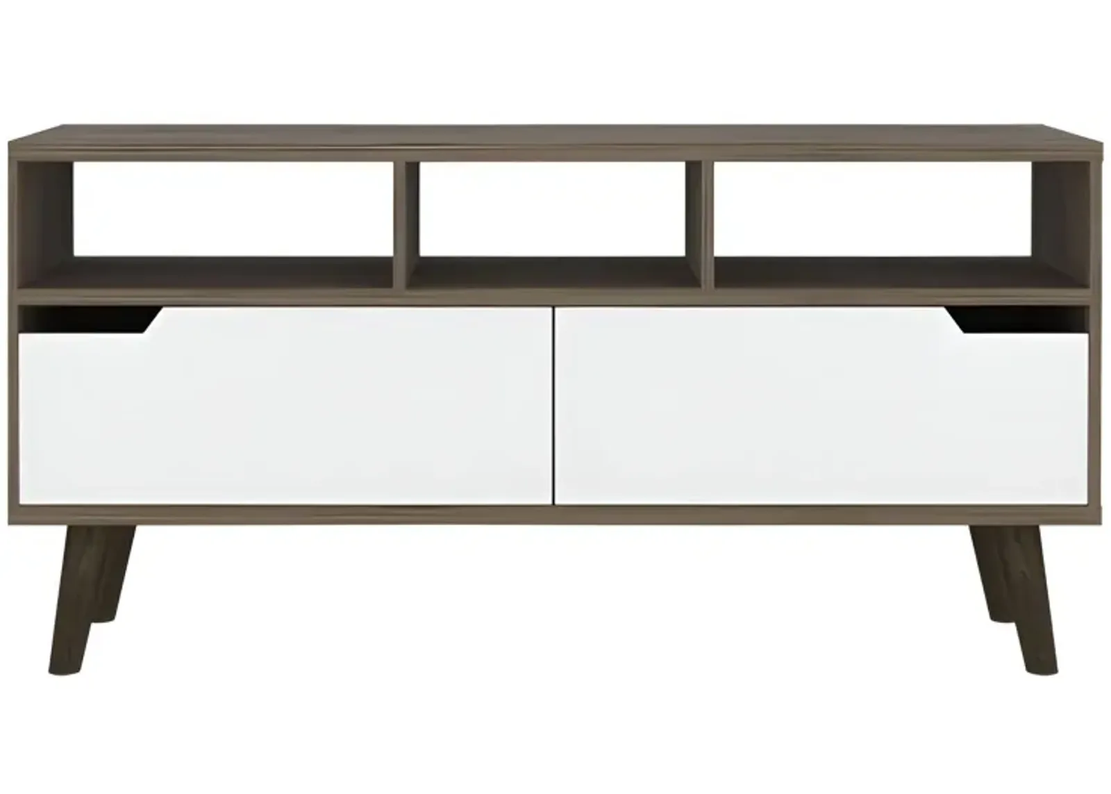 Particle Board Open Shelving TV Stand - Brown / White