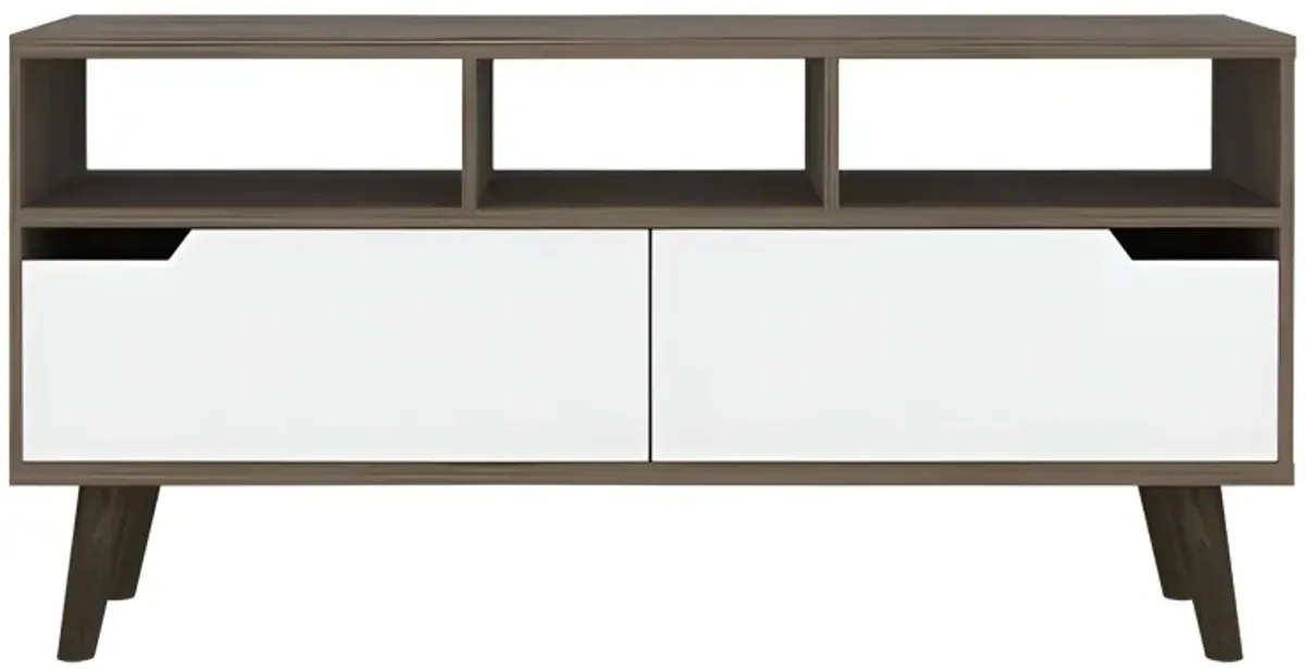 Particle Board Open Shelving TV Stand - Brown / White