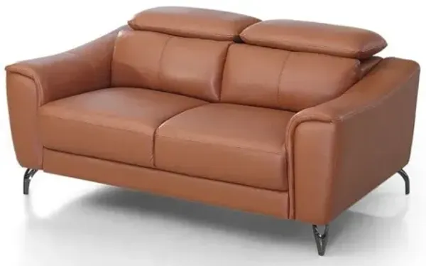 Urban Leather Adjustable Headrest Loveseat - Brown