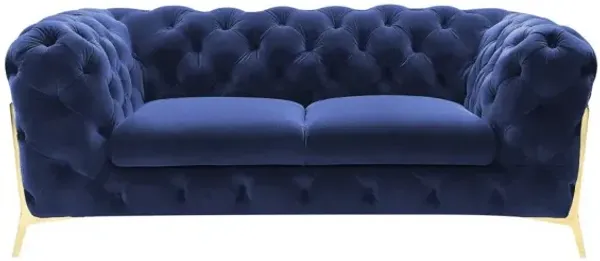 Glam Velvet And Gold Loveseat - Blue