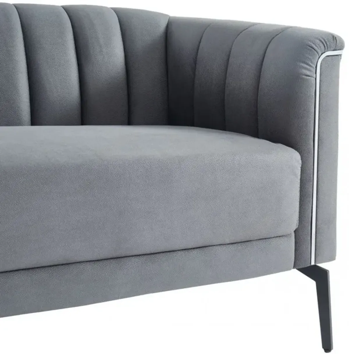 Sofa With Silver Legs - Dark Gray