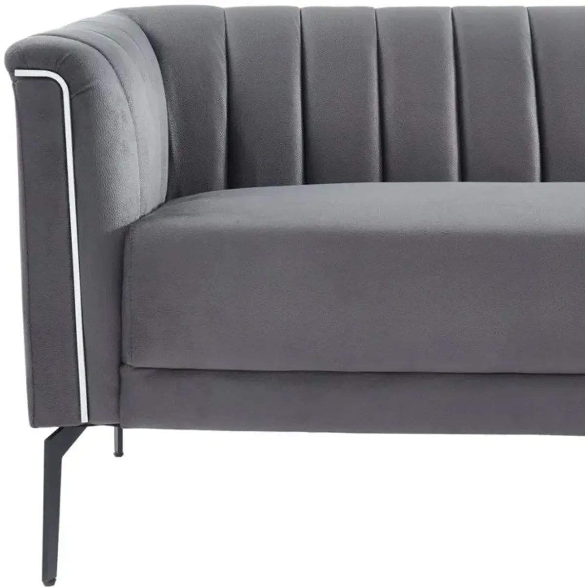 Sofa With Silver Legs - Dark Gray