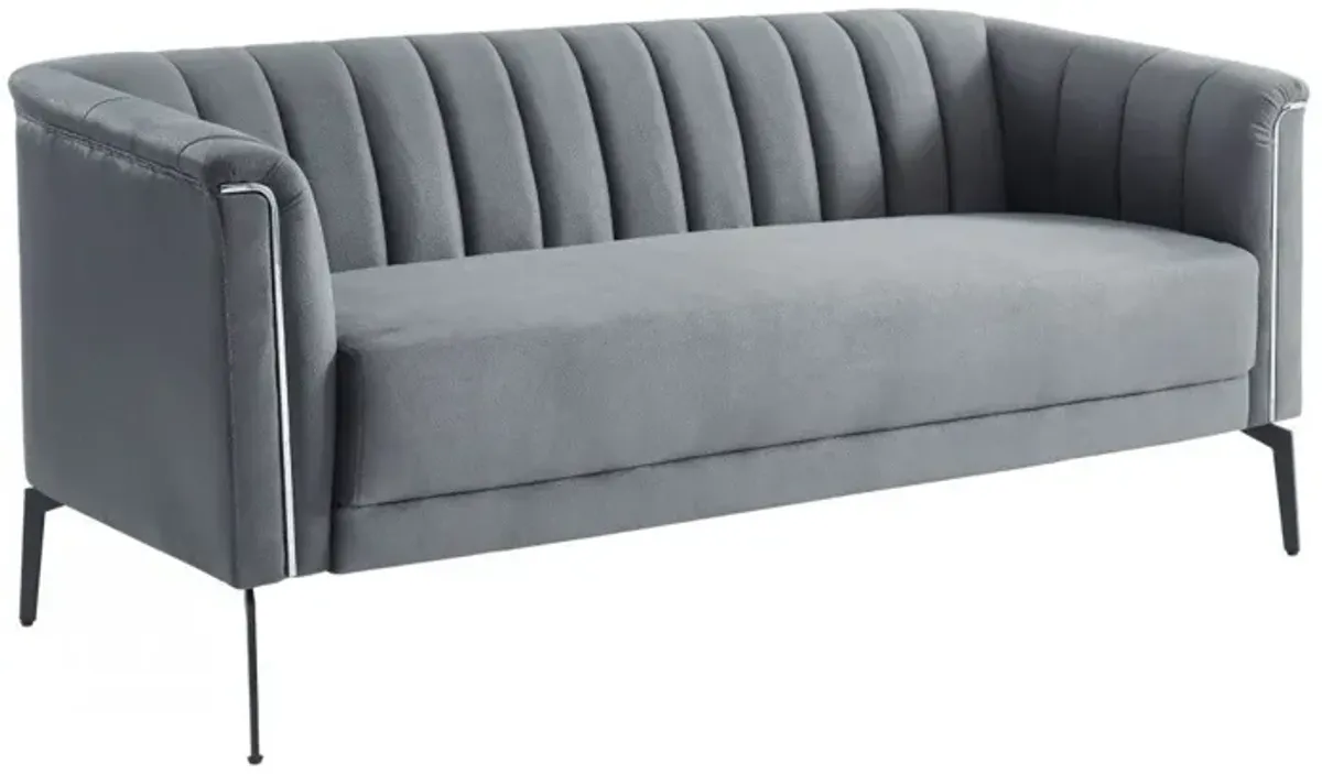 Sofa With Silver Legs - Dark Gray