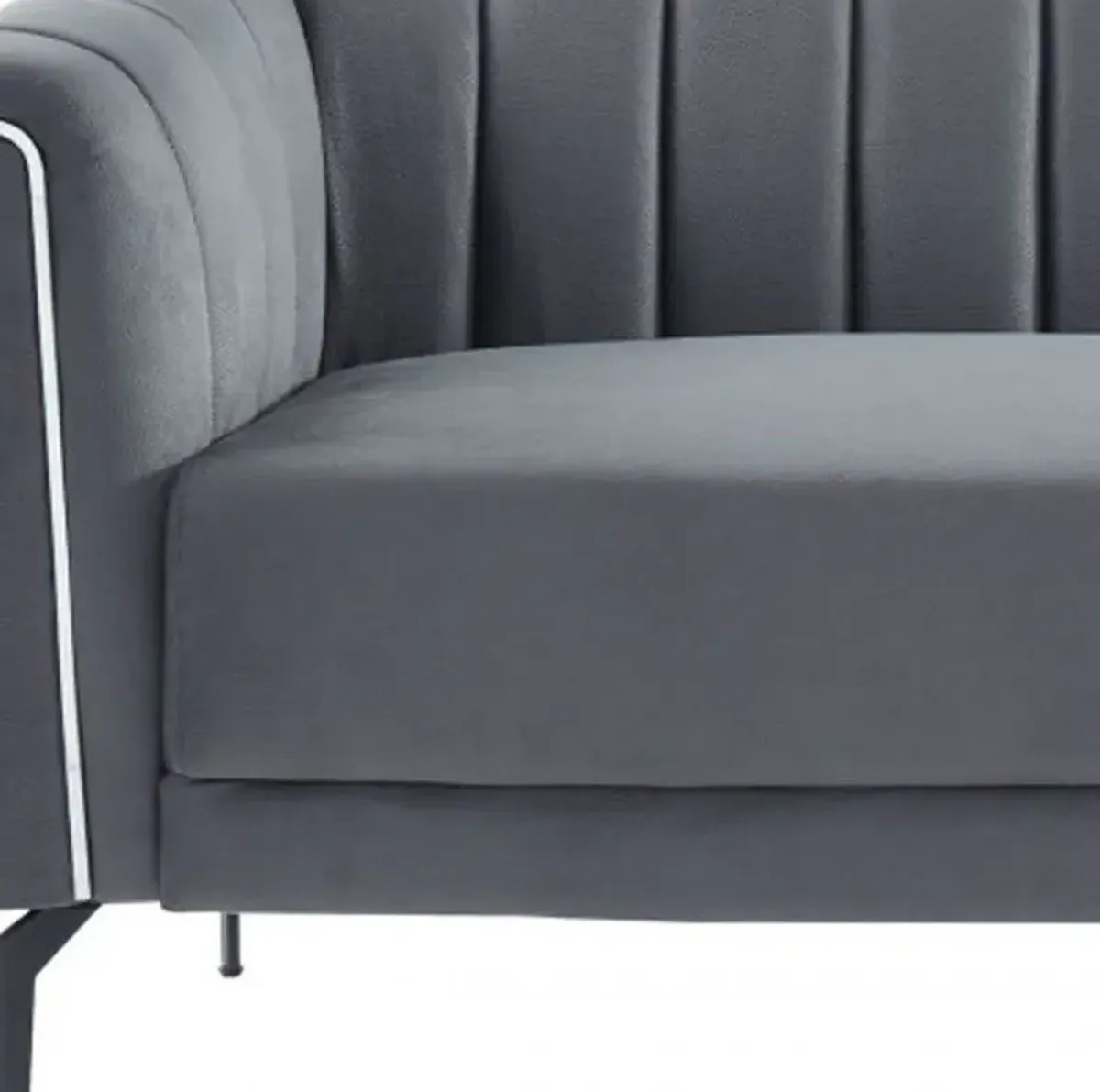 Sofa With Silver Legs - Dark Gray