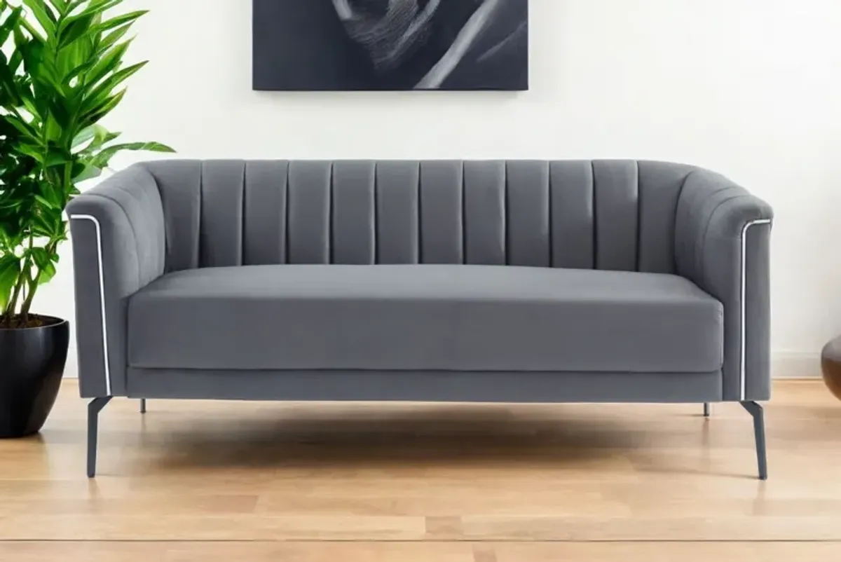 Sofa With Silver Legs - Dark Gray