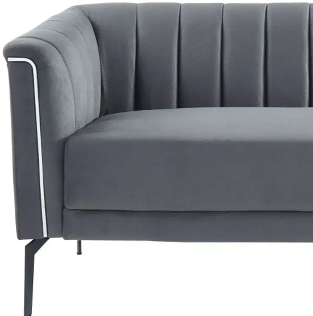 Sofa With Silver Legs - Dark Gray