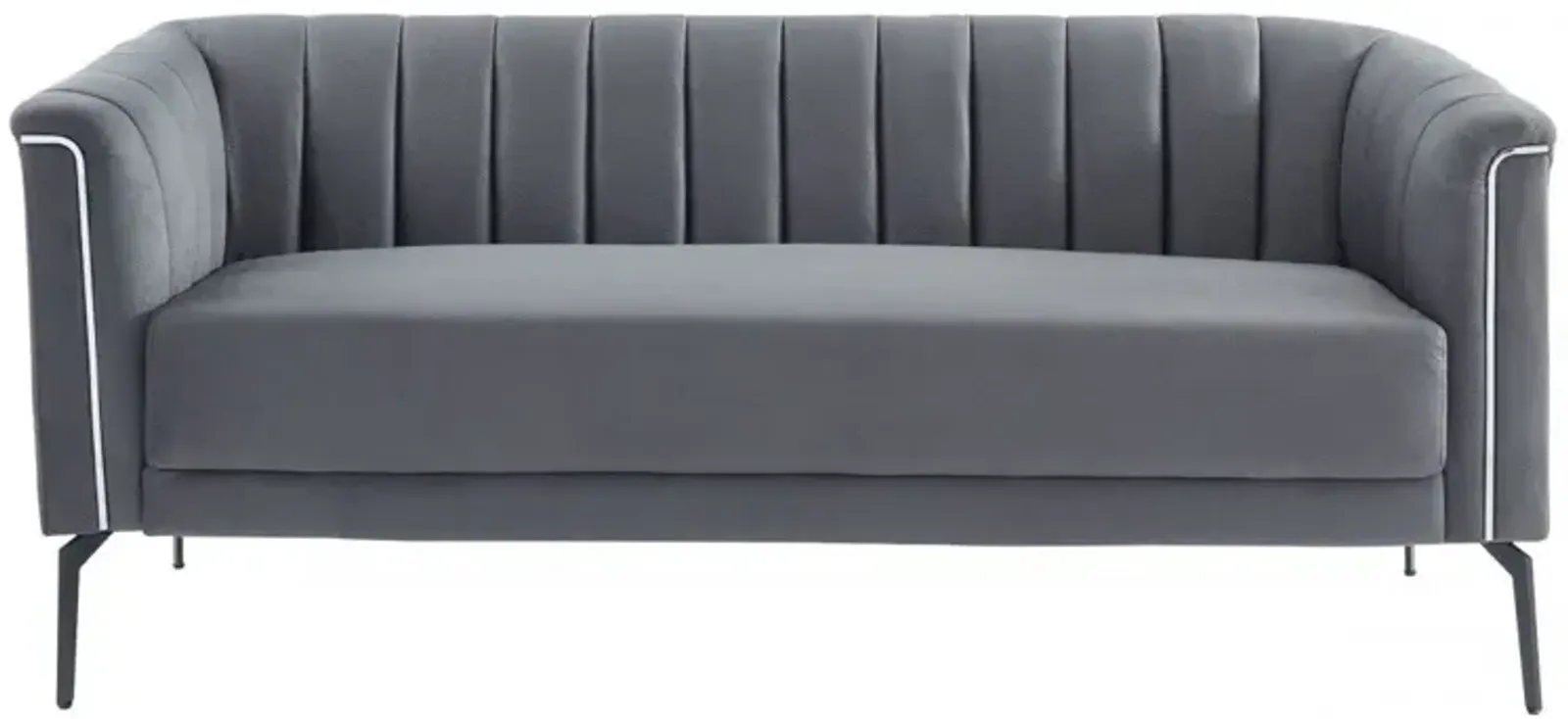 Sofa With Silver Legs - Dark Gray