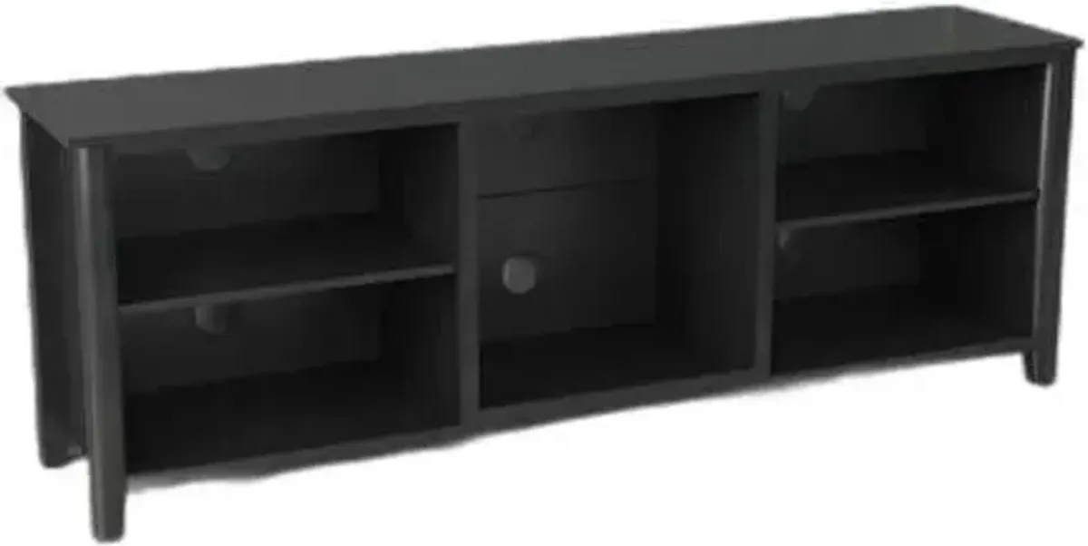 Open Shelving TV Stand With Bookcase - Black