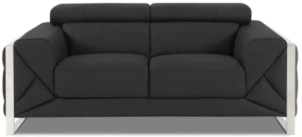 Italian Leather Loveseat - Gray