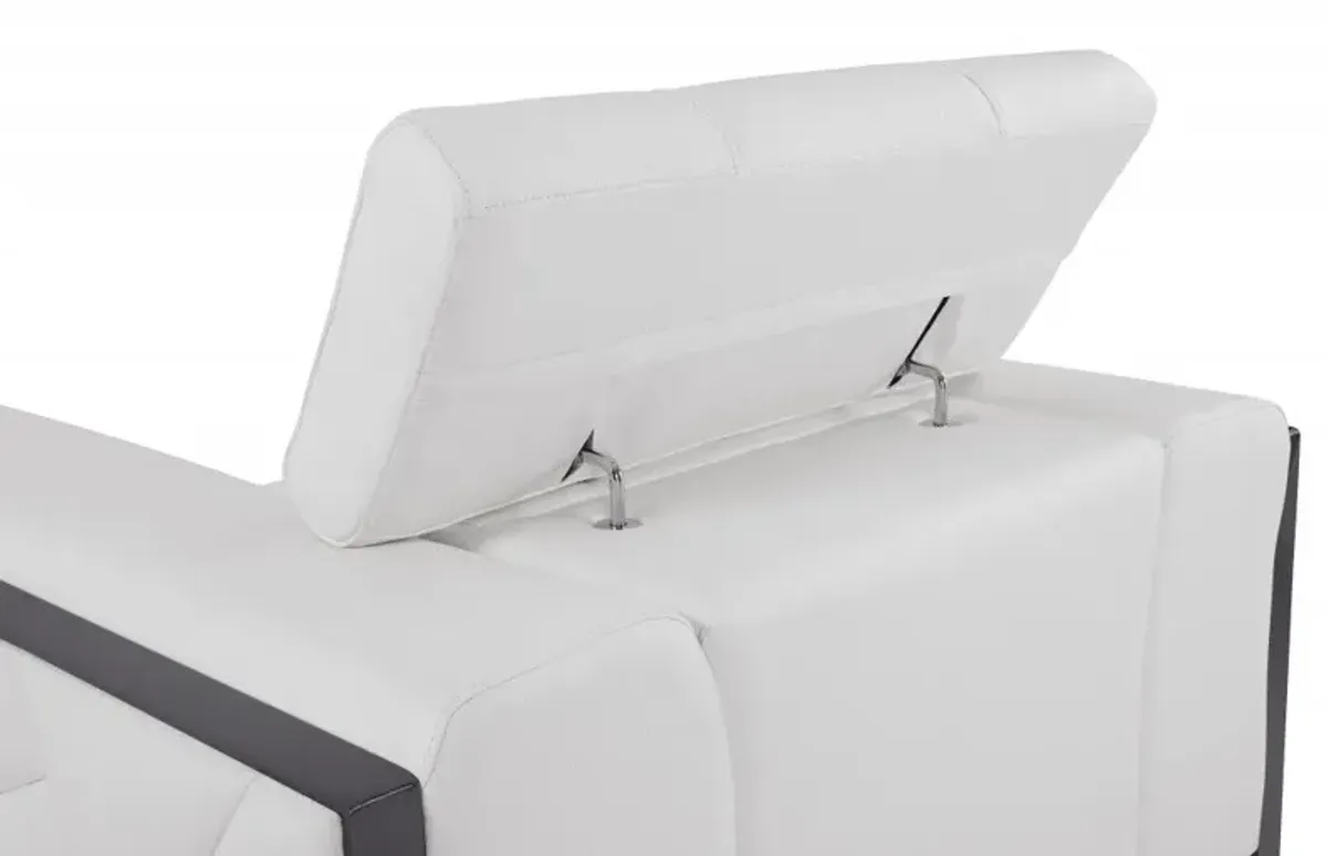 Italian Leather Loveseat - White / Black