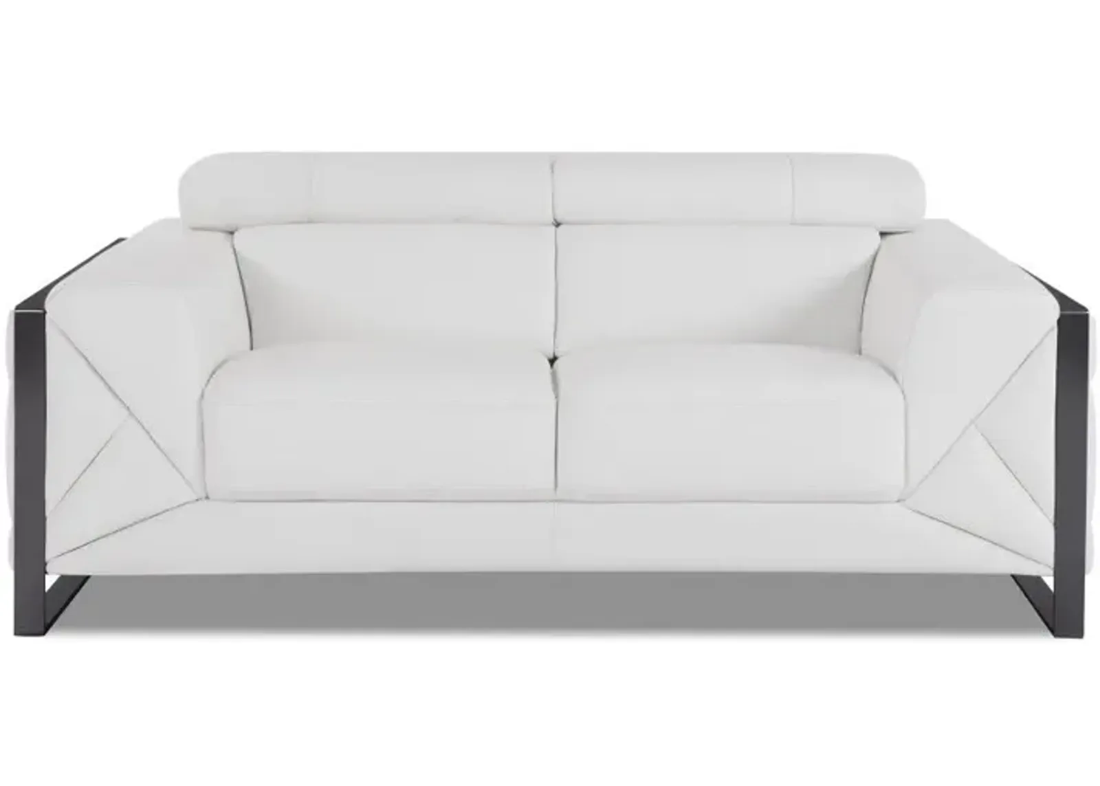 Italian Leather Loveseat - White / Black