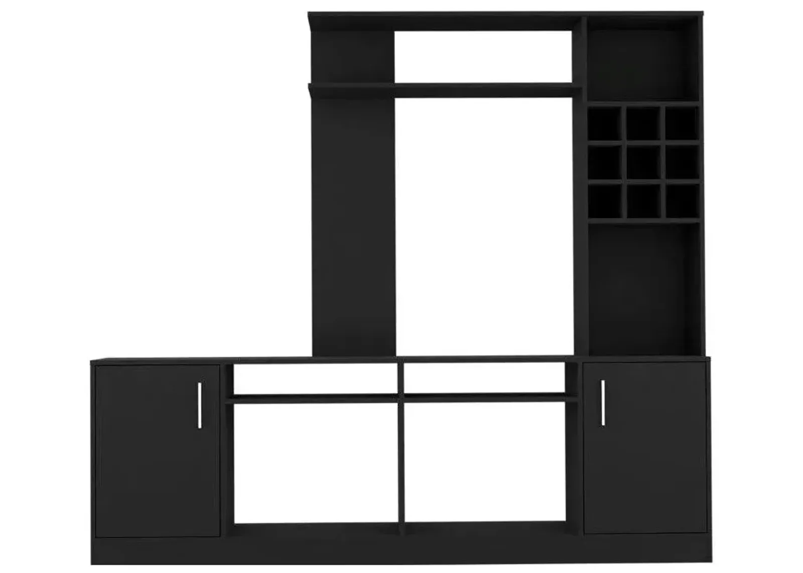 Particle Board Open Shelving Entertainment Center - Black