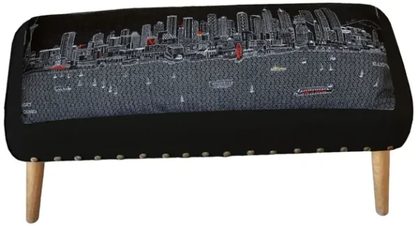 Wool 38" Ottoman - Brown / Gray