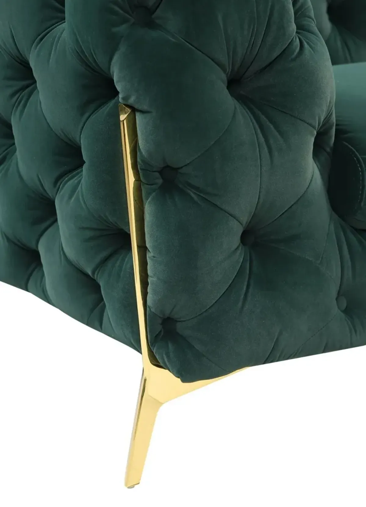 Velvet Loveseat - Emerald Green / Gold