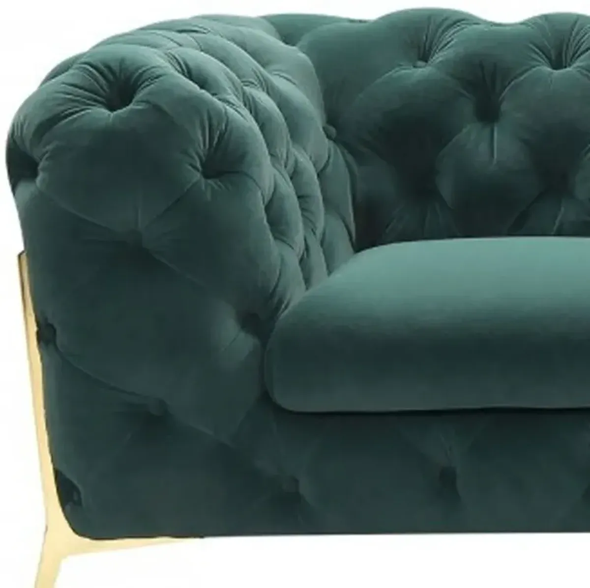 Velvet Loveseat - Emerald Green / Gold