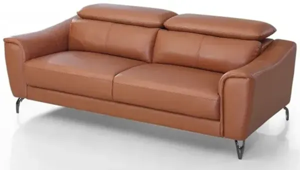 Urban Leather Adjustable Headrest Sofa - Brown