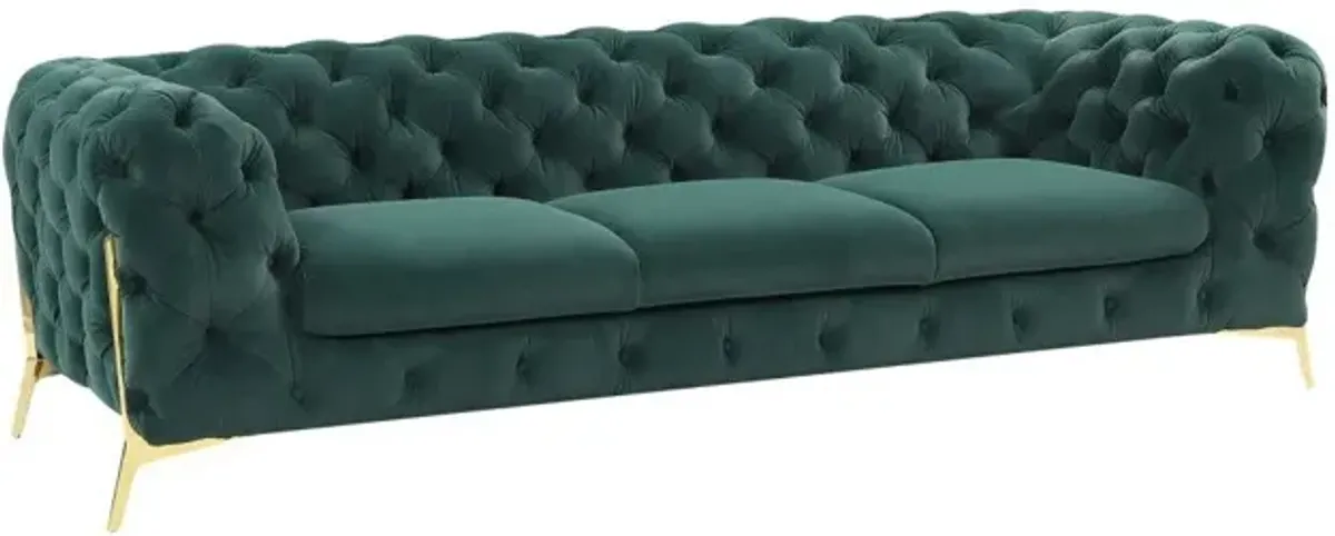 Velvet Sofa With Gold Legs - Green