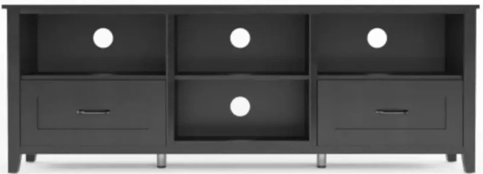 Open Shelving TV Stand With Bookcase And Two Drawers - Black