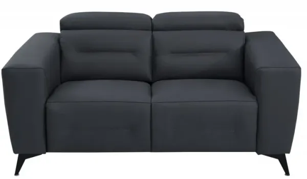 Italian Leather Power Reclining Loveseat - Gray / Black
