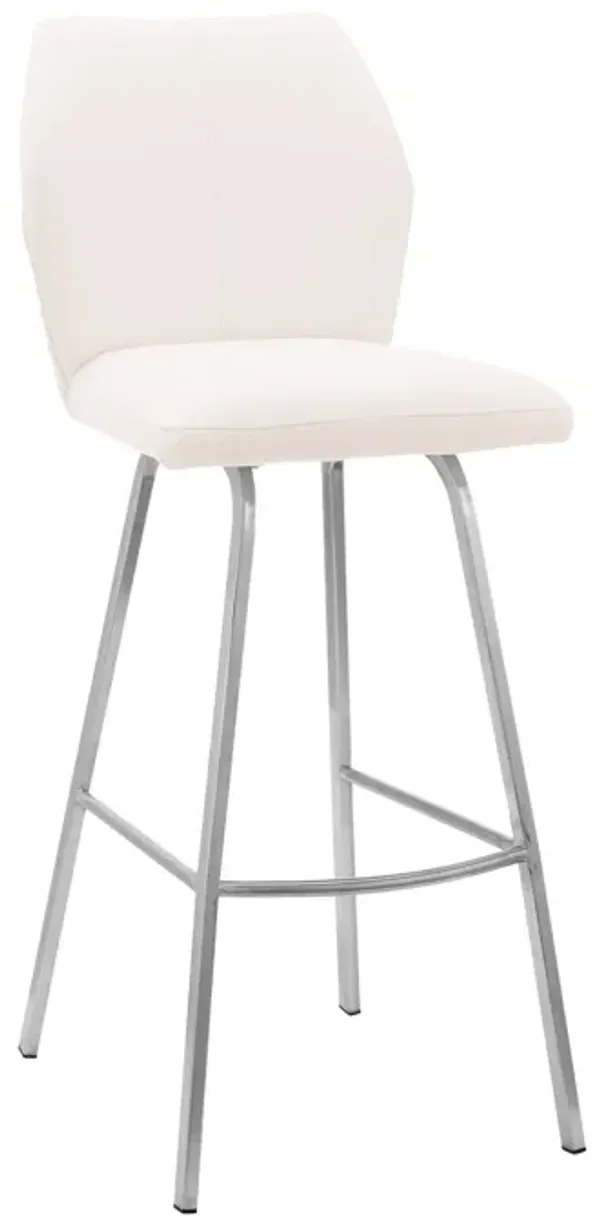 Bar Height Bar Chair - White / Silver