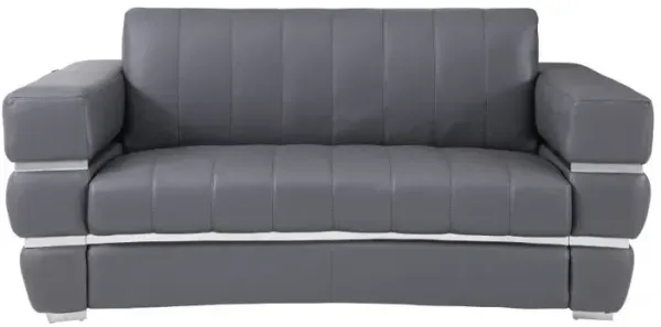 Italian Leather, Loveseat - Gray / Silver