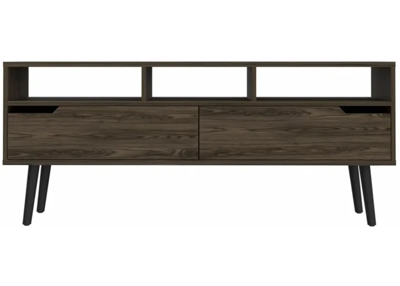 Manufactured Wood Open Shelving TV Stand - Dark Walnut