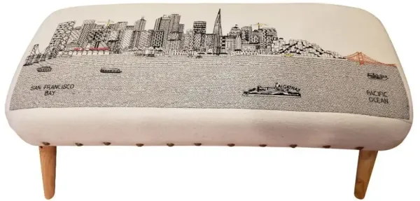 Wool 38" Ottoman - Brown / Cream