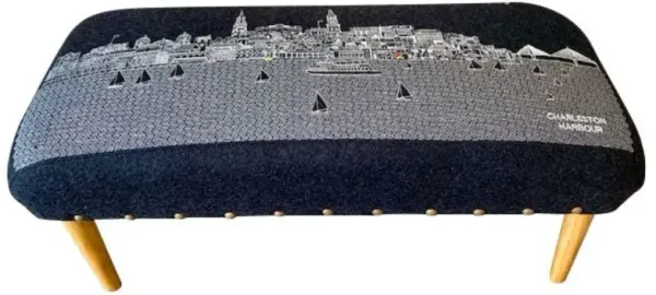 Wool 38" Ottoman - Gray / Brown
