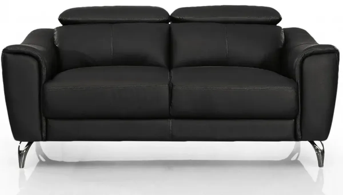 Urban Leather Adjustable Headrest Loveseat - Black