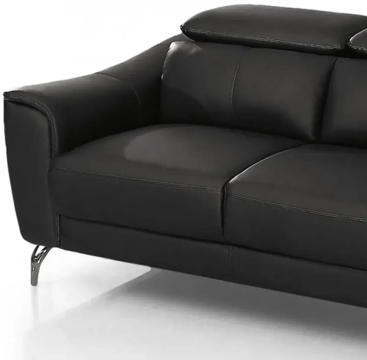 Urban Leather Adjustable Headrest Loveseat - Black