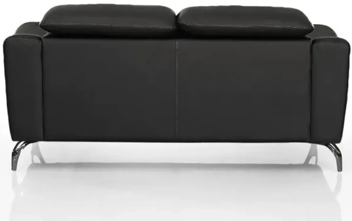 Urban Leather Adjustable Headrest Loveseat - Black