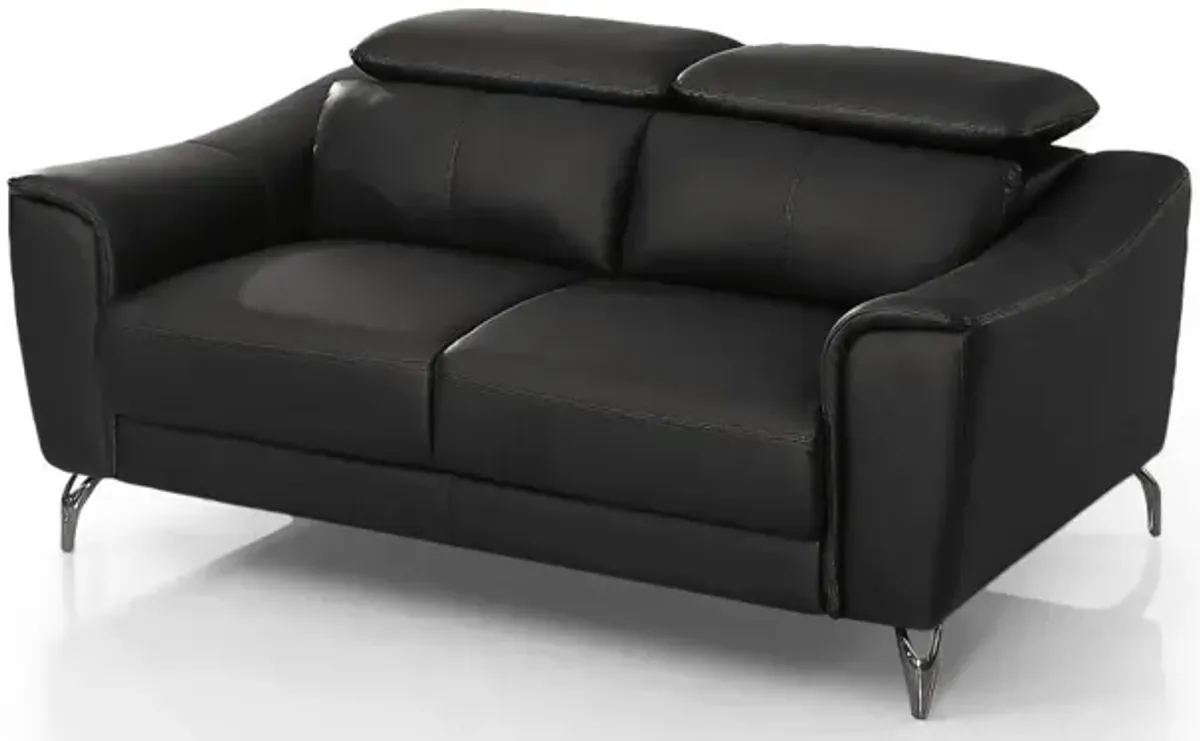 Urban Leather Adjustable Headrest Loveseat - Black