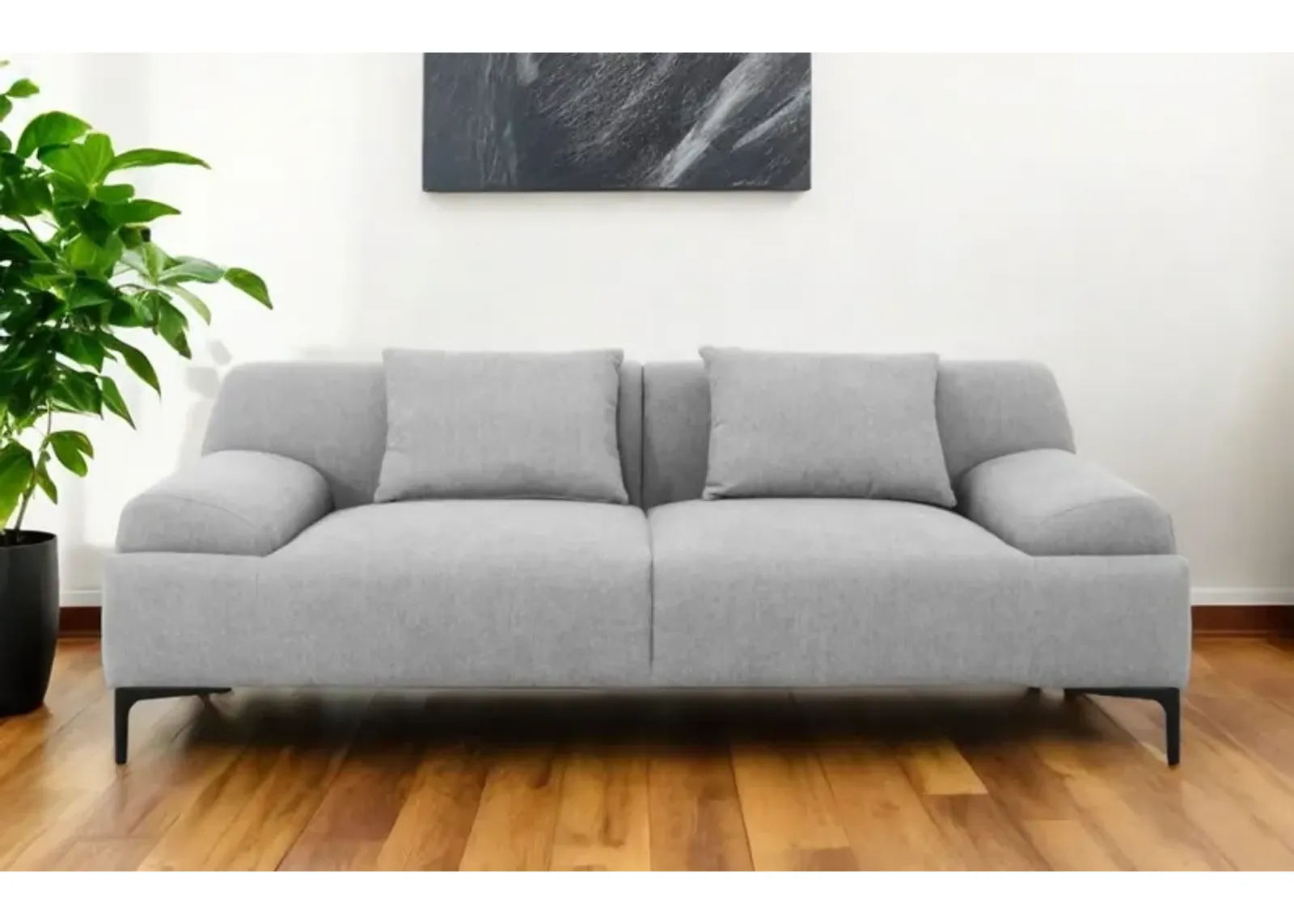 Sofa And Toss Pillows & Black Legs - Gray