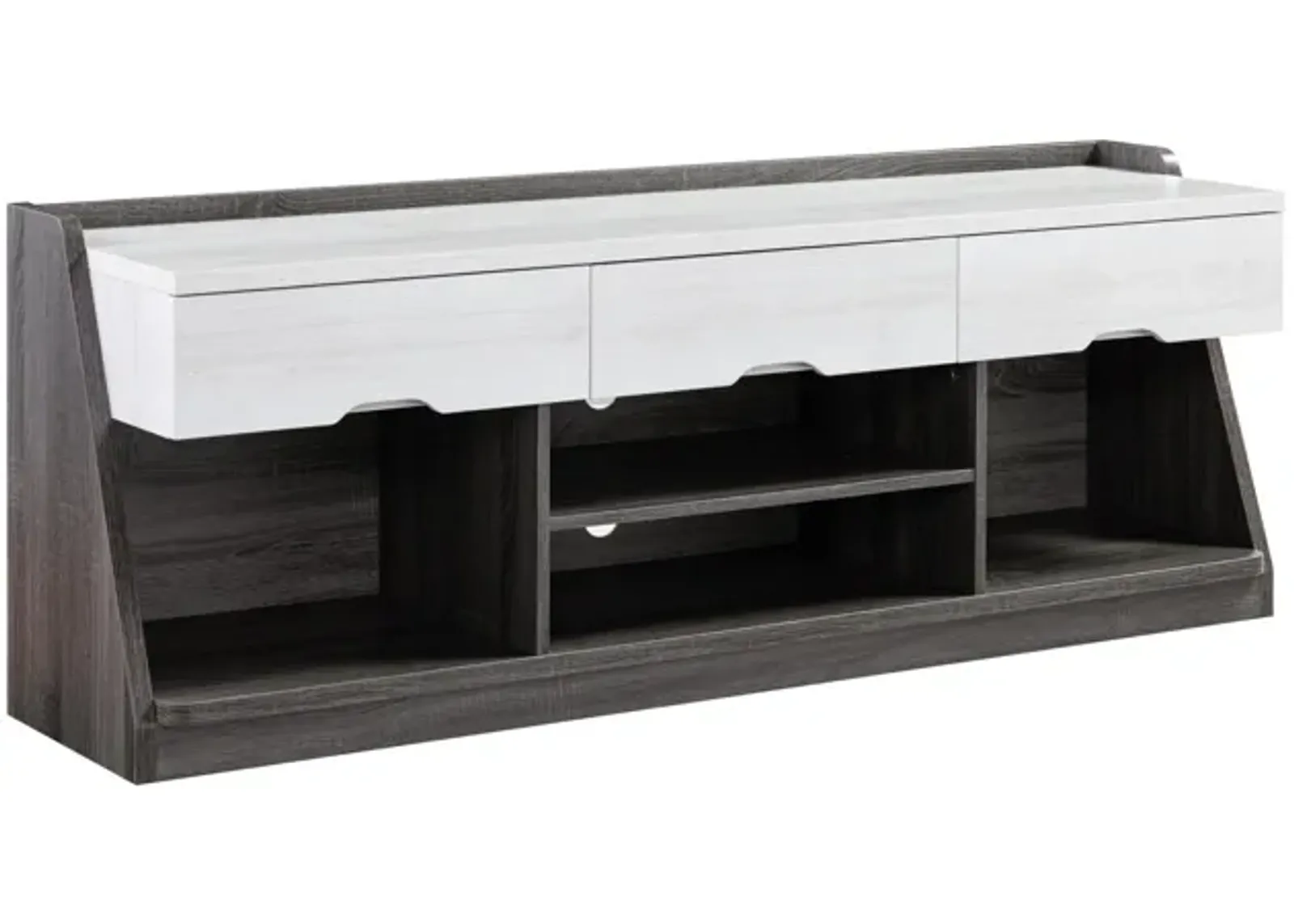 Particle Board Cabinetenclosed Storage TV Stand - White Oak / Distressed Gray