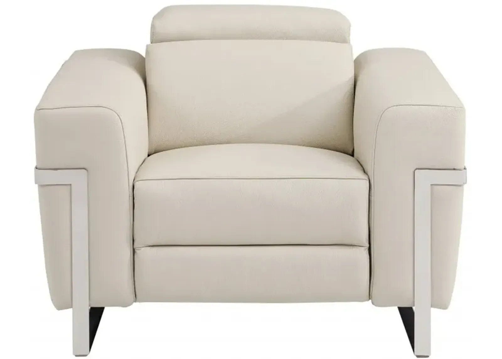 Italian Leather Power Recliner Chair - Beige