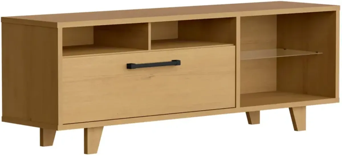 Manufactured Wood Open Shelving TV Stand - Brown