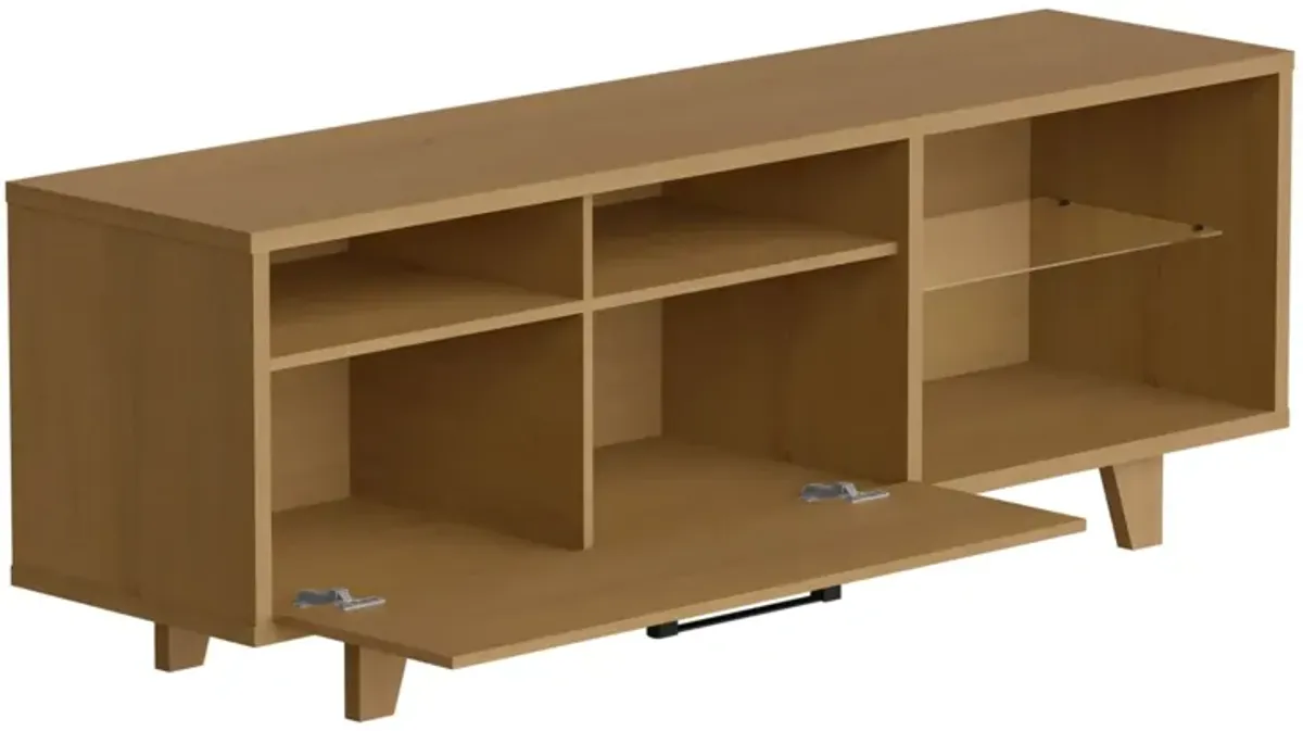 Manufactured Wood Open Shelving TV Stand - Brown