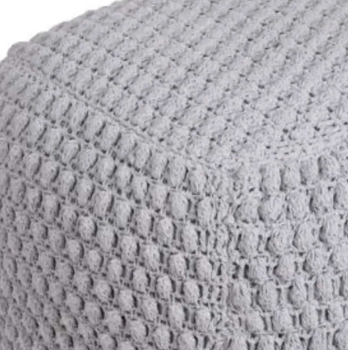 Cotton, Blend Pouf Ottoman - Light Gray