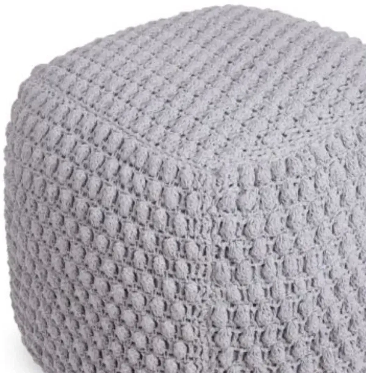 Cotton, Blend Pouf Ottoman - Light Gray