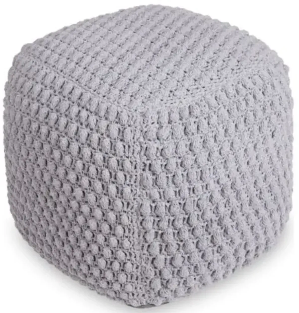 Cotton, Blend Pouf Ottoman - Light Gray