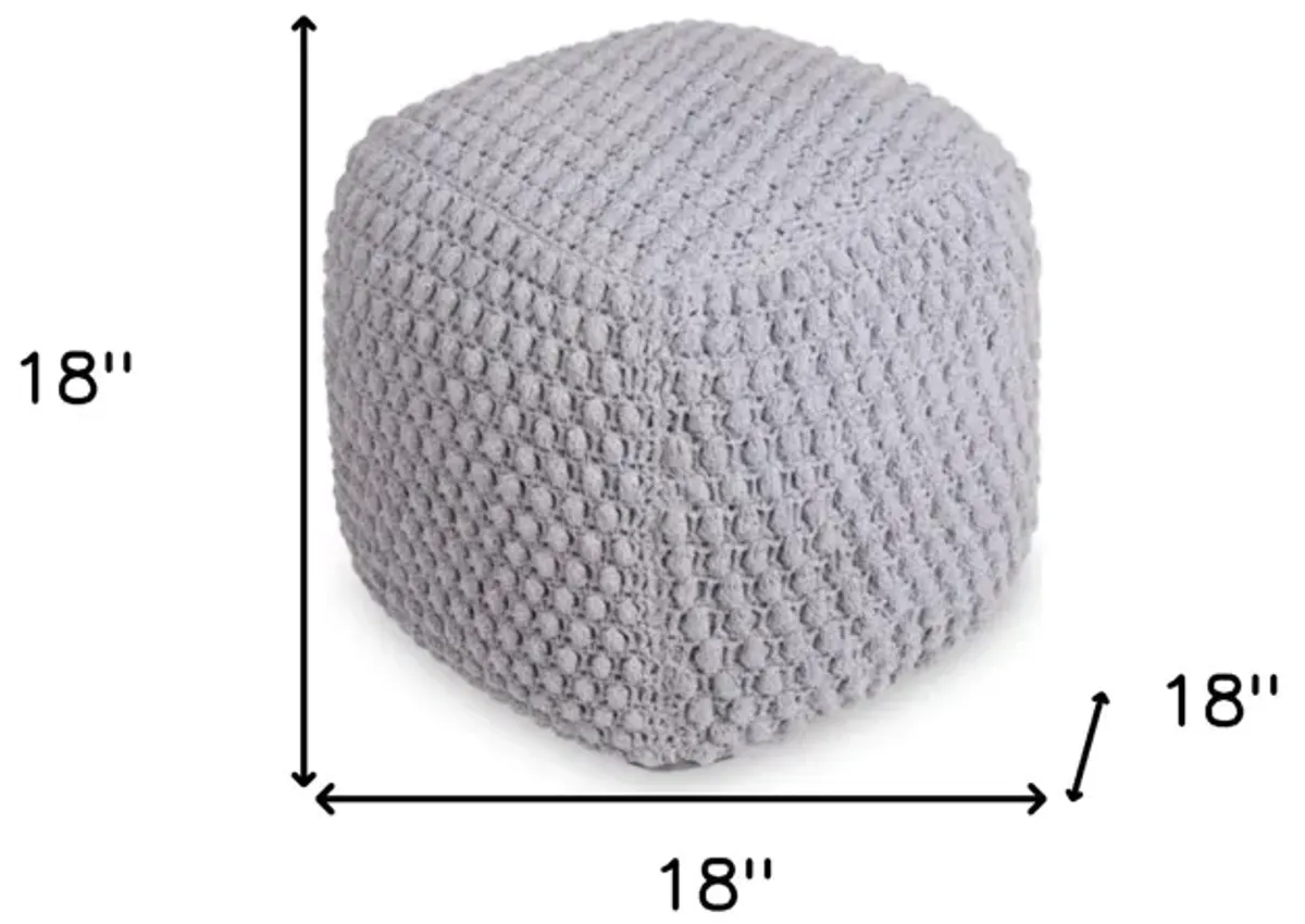 Cotton, Blend Pouf Ottoman - Light Gray