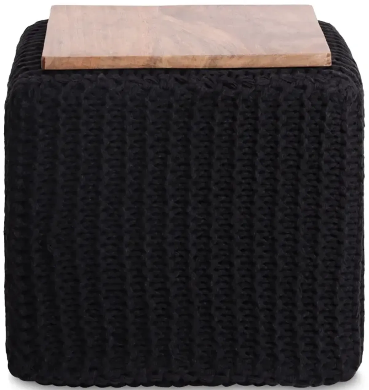 Cotton Blend, Pouf Ottoman - Black