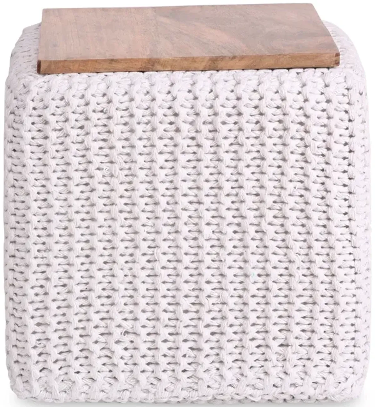 Cotton Blend, Pouf Ottoman - White