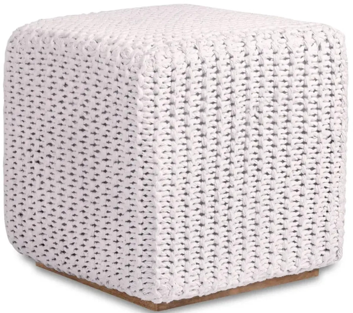 Cotton Blend, Pouf Ottoman - White