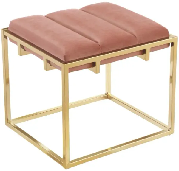 Velvet Ottoman - Blush / Gold